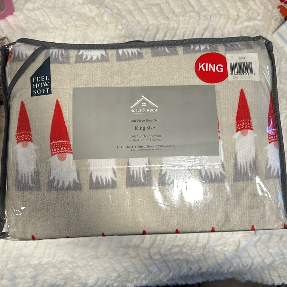 King Size sheets. Gnomes design